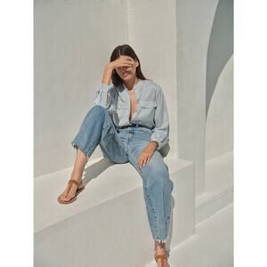 Frame Femme Pocket Shirt -- Sky Blue Multi M / SKY BLUE MULTI